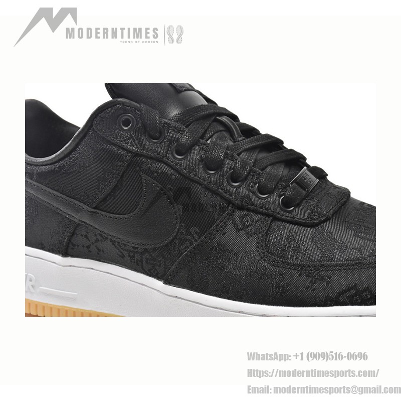 CLOT x Nike Air Force 1 'Black Silk' - Black Sneakers with Hidden Pattern and Gum Sole