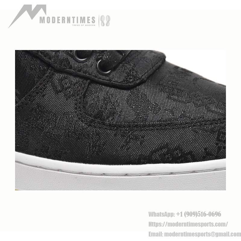 CLOT x Nike Air Force 1 'Black Silk' - Black Sneakers with Hidden Pattern and Gum Sole