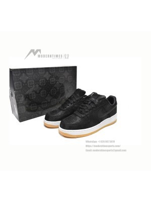 CLOT x Nike Air Force 1 'Black Silk' - Premium Black Sneakers with Hidden Pattern and Gum Sole | CZ3986-001