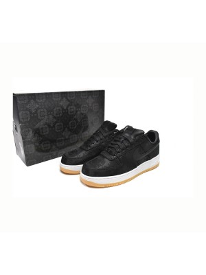 CLOT x Nike Air Force 1 'Black Silk' - Premium Black Sneakers with Hidden Pattern and Gum Sole | CZ3986-001