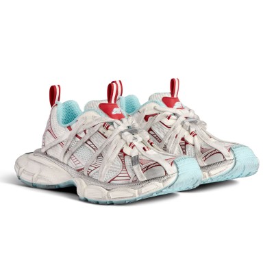 Balenciaga Runner Sneakers White Red Blue 825601W3XCH1614 – Deconstructed Mesh Chunky Sole Streetwear Shoes