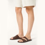 Loro Piana Pilat Plain Walk Sandal FAP1185-H0JF Dark Moka Footwear Loro Piana Pilat Plain Walk Sandal FAP1185-H0JF Dark Moka Men's Comfort Sandals Front View