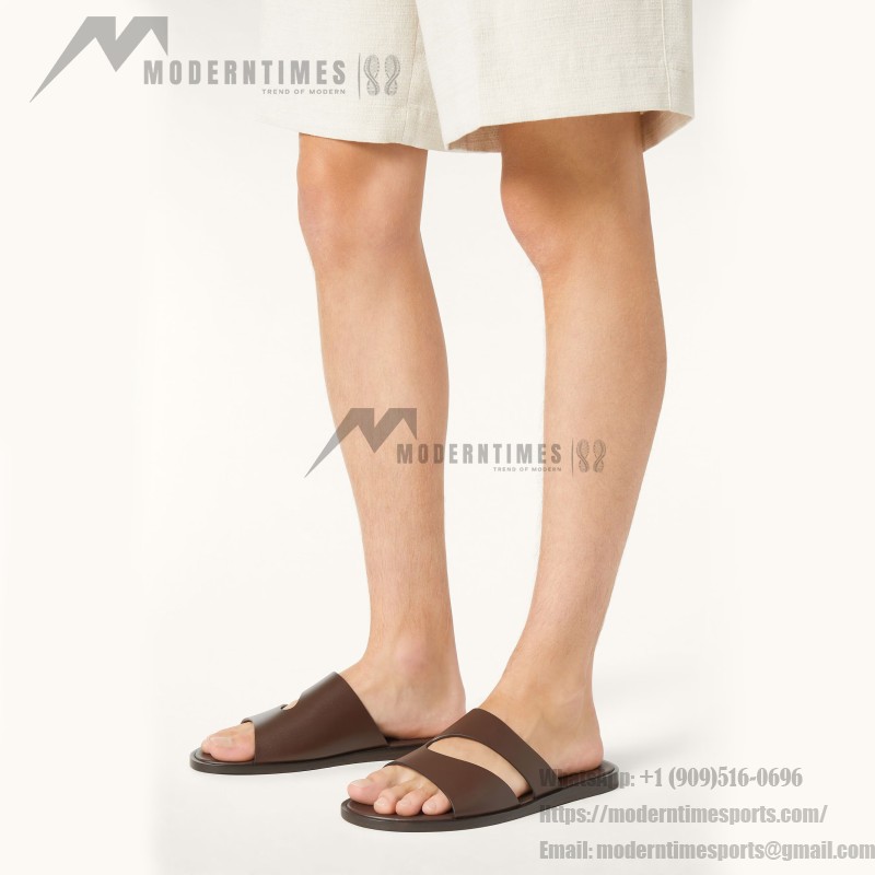 Loro Piana Pilat Plain Walk Sandal FAP1185-H0JF Dark Moka Footwear Loro Piana Pilat Plain Walk Sandal FAP1185-H0JF Dark Moka Men's Comfort Sandals Front View