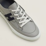 HERMES grey leather low-top sneakers unisex luxury designer shoes