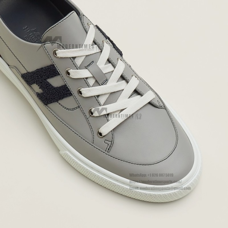 HERMES grey leather low-top sneakers unisex luxury designer shoes