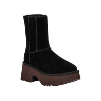 UGG 1158313 W Classic Twin Seam New Heights Black Suede Platform Boot - Trendy and Cozy Winter Footwear