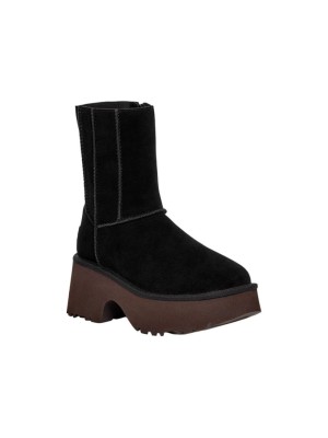 UGG 1158313 W Classic Twin Seam New Heights Black Suede Platform Boot - Trendy and Cozy Winter Footwear