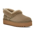 UGG レディース プラットフォームモカシン 1166733 ベージュシープスキン折り返しカラー付き