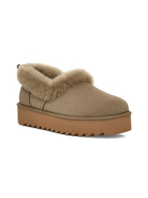 UGG Women's Platform Moccasin 1166733 - Beige Sheepskin with Fold-Over Collar for Cozy Winter Comfort