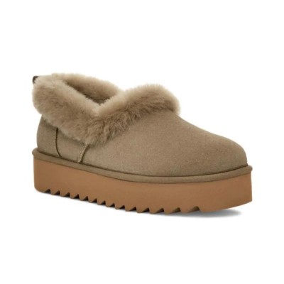 UGG Women's Platform Moccasin 1166733 - Beige Sheepskin with Fold-Over Collar for Cozy Winter Comfort