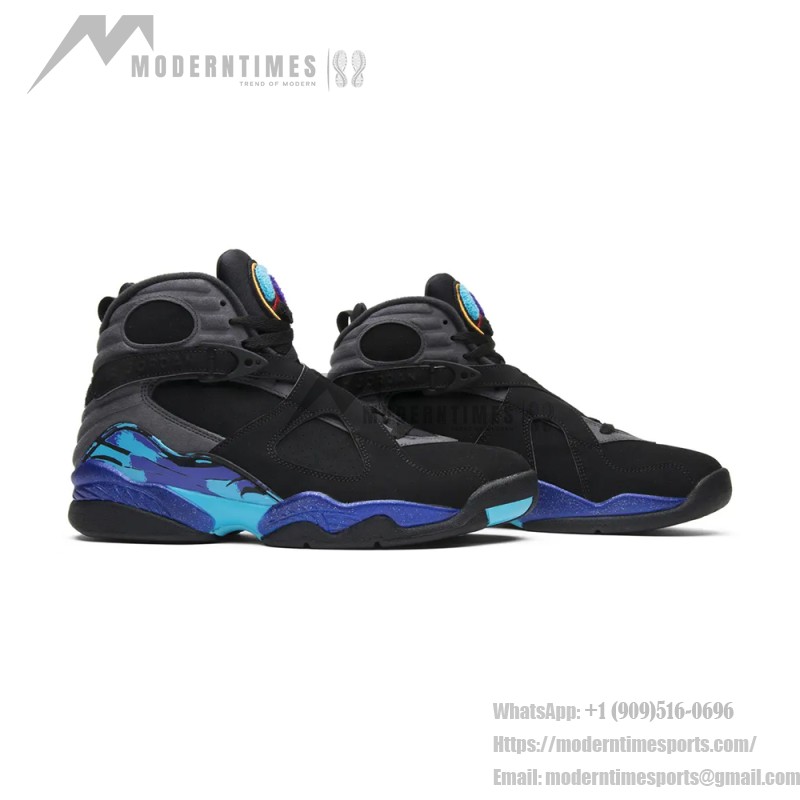 Air Jordan 8 Retro "Aqua" Classic Black and Aqua High-Top Sneakers
