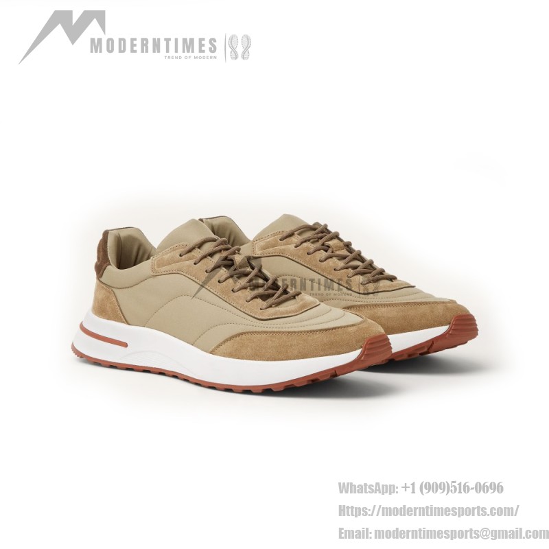 Loro Piana Week End Walk Sneker FAP9780-H785 Beige Leather Sneakers Loro Piana Week End Walk Sneker FAP9780-H785 Beige Leather Sneakers Front View