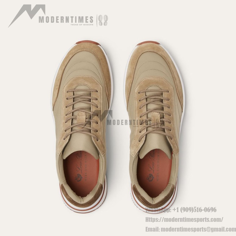 Loro Piana Week End Walk Sneker FAP9780-H785 Beige Leather Sneakers Loro Piana Week End Walk Sneker FAP9780-H785 Beige Leather Sneakers Front View