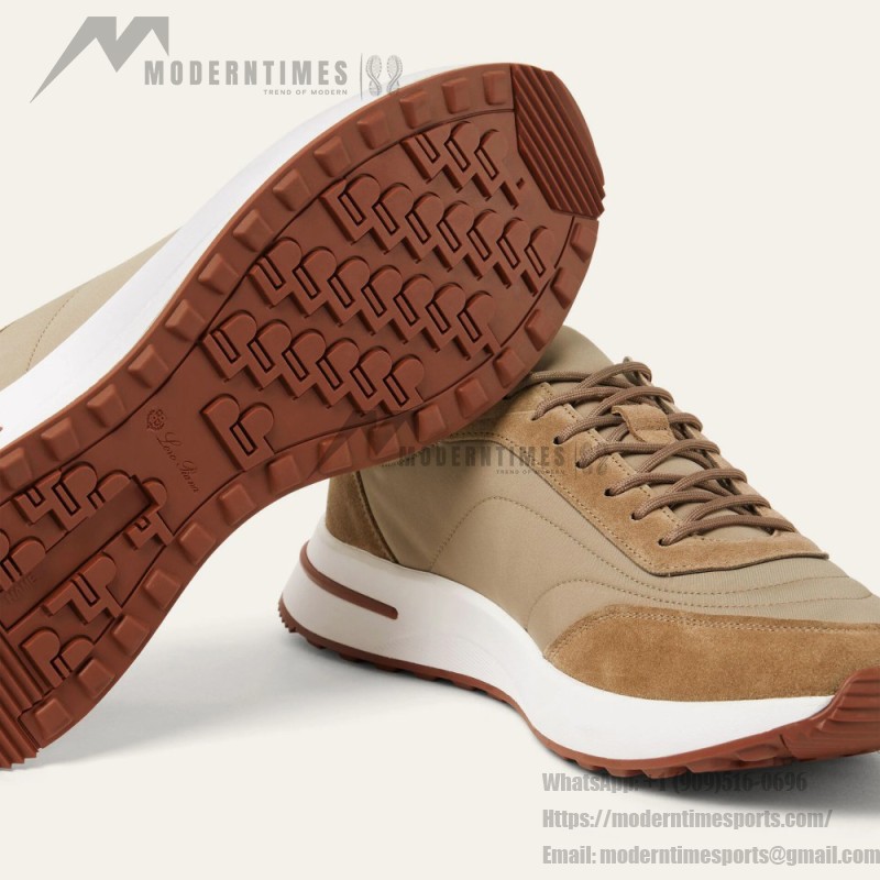 Loro Piana Week End Walk Sneker FAP9780-H785 Beige Leather Sneakers Loro Piana Week End Walk Sneker FAP9780-H785 Beige Leather Sneakers Front View
