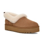 UGG Women's Platform Moccasin 1166733 in Chestnut with Fold-Over Sheepskin Collar