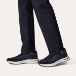 Loro Piana Week End Walk Sneaker FAP9780-W000 Navy Blue Suede Sneakers Front View
