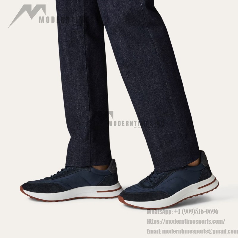Loro Piana Week End Walk Sneaker FAP9780-W000 Navy Blue Suede Sneakers Front View
