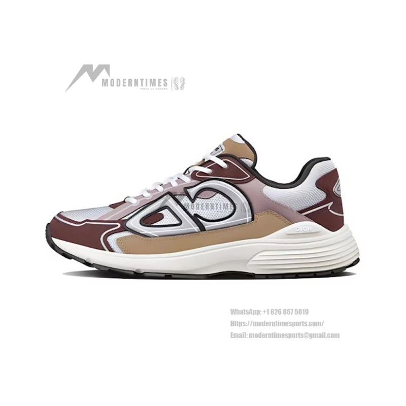 DIOR B30 White Brown Beige Sneakers 3SN279ZMD H867 Luxury Mesh Calfskin Shoes