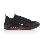 Nike Air Max 97 "Satan Shoes" - Black Sneakers with Red Accents and Luke 10:18 Reference