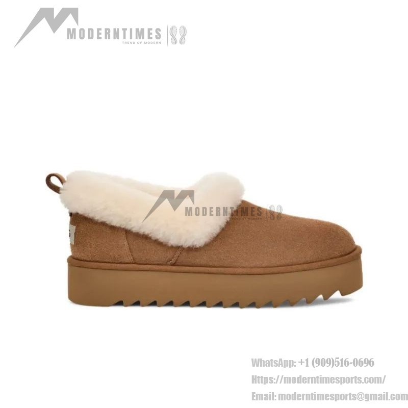 UGG Damen Platform Mokassin 1166733 in Kastanienbraun mit Umgeschlagenem Schaffellkragen