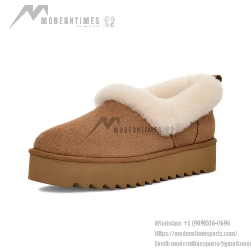 UGG Women's Platform Moccasin 1166733 in Chestnut with Fold-Over Sheepskin Collar