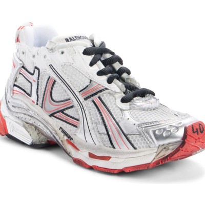 Balenciaga Runner Sneakers - Bold Silver and Red Design with Superior Comfort for Street Style