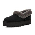UGG Women's Platform Moccasin 1166733 in Black with Fold-Over Sheepskin Collar