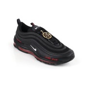 Nike Air Max 97 "Satan Shoes" - Unique Black Sneakers with Red Accents and Luke 10:18 Reference