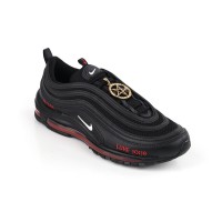 Nike Air Max 97 "Satan Shoes" - Unique Black Sneakers with Red Accents and Luke 10:18 Reference