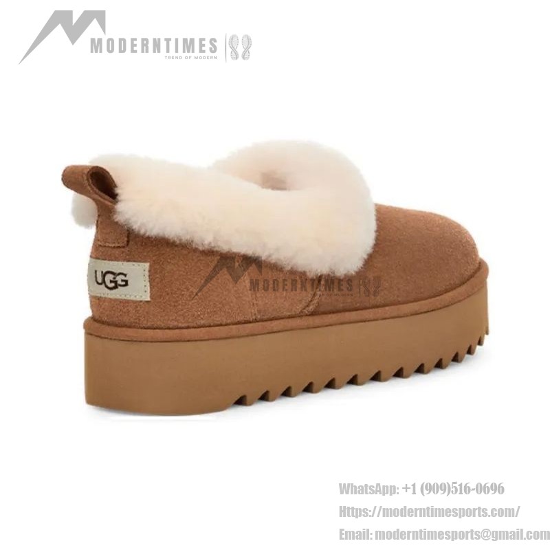 UGG Women's Platform Moccasin 1166733 in Chestnut with Fold-Over Sheepskin Collar