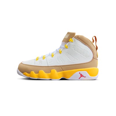 Air Jordan 9 Retro "White Yellow Brown" CT8019-165 - Classic White, Brown, and Yellow Basketball Sneakers
