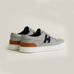 HERMES grey leather low-top sneakers unisex luxury designer shoes