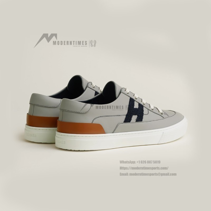 HERMES grey leather low-top sneakers unisex luxury designer shoes