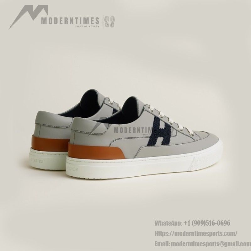 HERMES grey leather low-top sneakers unisex luxury designer shoes