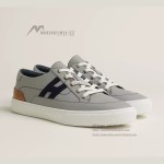 HERMES grey leather low-top sneakers unisex luxury designer shoes