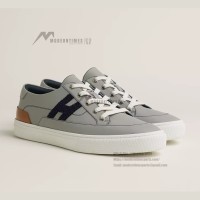 HERMES Grey Leather Sneakers H242850ZH68400 – Unisex Luxury Low-Top Designer Shoes