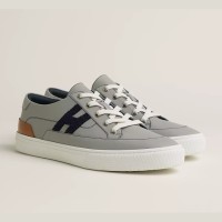 HERMES Grey Leather Sneakers H242850ZH68400 – Unisex Luxury Low-Top Designer Shoes