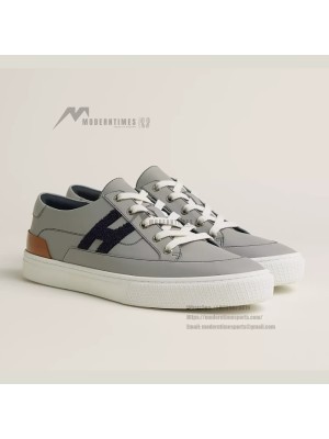 HERMES Grey Leather Sneakers H242850ZH68400 – Unisex Luxury Low-Top Designer Shoes