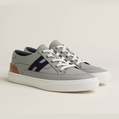 HERMES Grey Leather Sneakers H242850ZH68400 – Unisex Luxury Low-Top Designer Shoes