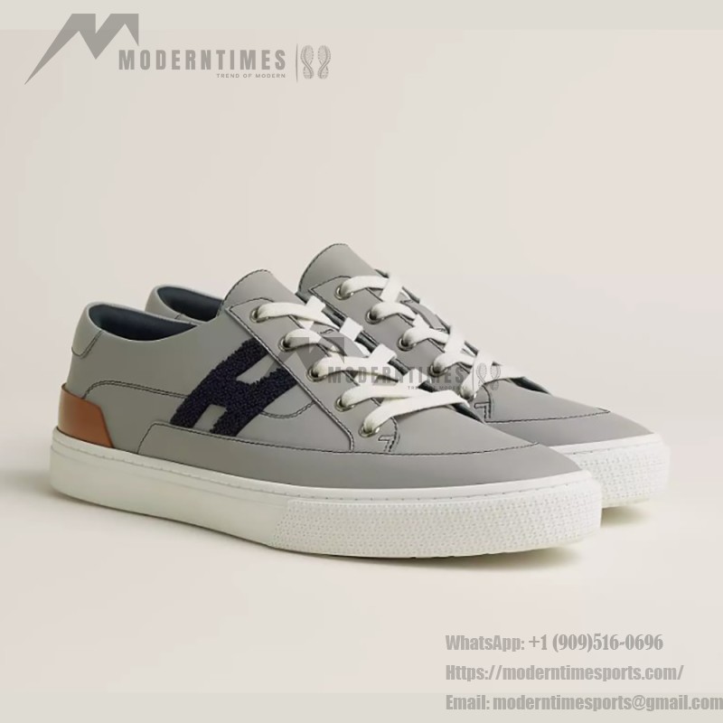 HERMES grey leather low-top sneakers unisex luxury designer shoes