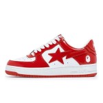 BAPE STA Red and White Leather Sneakers with Star Logo