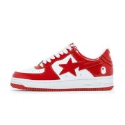 BAPE STA Red & White Leather Sneakers 1I70-191-022-RED | Iconic Streetwear Energy