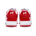 BAPE STA Red and White Leather Sneakers with Star Logo