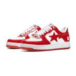 BAPE STA Red and White Leather Sneakers with Star Logo