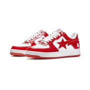 BAPE STA 레드 앤 화이트 가죽 스니커즈 1I70-191-022-RED | 아이코닉 스트릿웨어 에너지