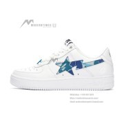 BAPE STA White & Blue Camo Star Sneakers 1I70-291-004-BLUE | Iconic Streetwear with Unique Style