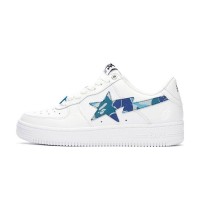 BAPE STA ホワイト＆ブルーカモスタースニーカー 1I70-291-004-BLUE｜個性的なストリートスタイルの象徴