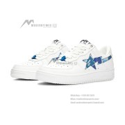 BAPE STA White & Blue Camo Star Sneakers 1I70-291-004-BLUE | Iconic Streetwear with Unique Style