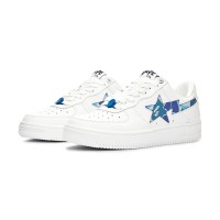 BAPE STA White & Blue Camo Star Sneakers 1I70-291-004-BLUE | Iconic Streetwear with Unique Style