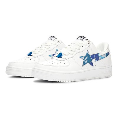 BAPE STA White & Blue Camo Star Sneakers 1I70-291-004-BLUE | Iconic Streetwear with Unique Style